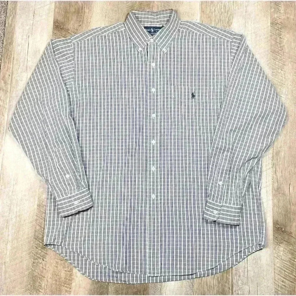 Polo Ralph Lauren Blaire Men’s Large Gingham Check Pony Logo Blue Yellow VGUC - Picture 3 of 8